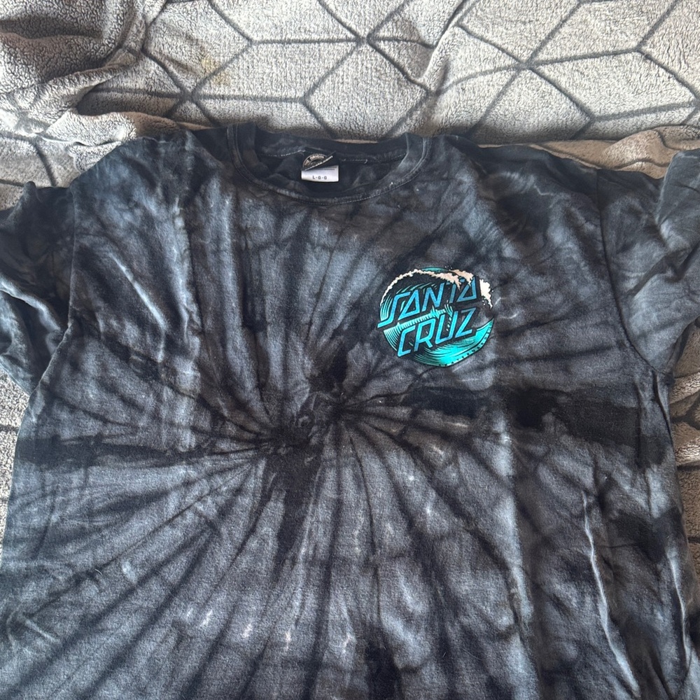 Santa Cruz Black and Teal Tie-Dye Tee